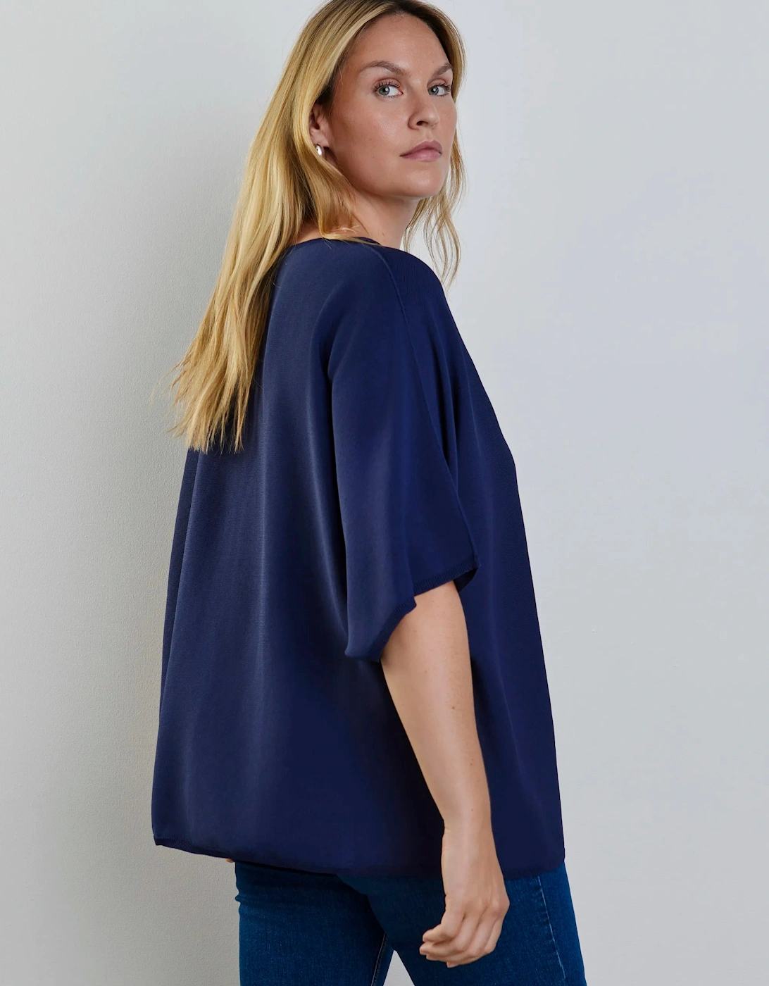 Navy Batwing Knitted Jumper