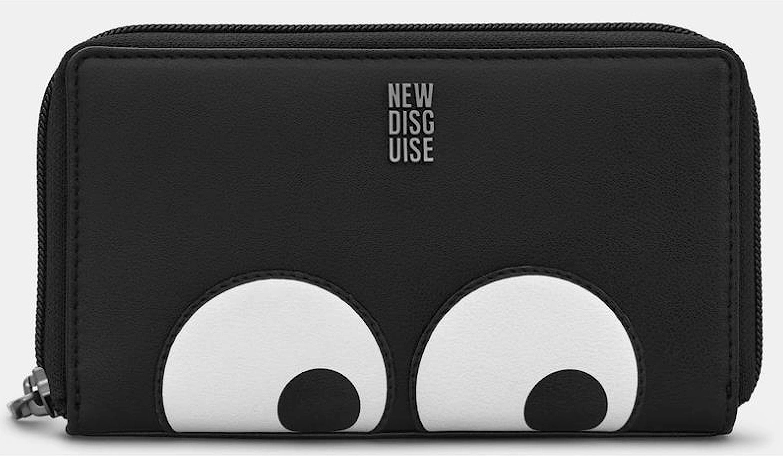 New Disguise Peekaboo Eyes Zip Round Purse in black Y1258