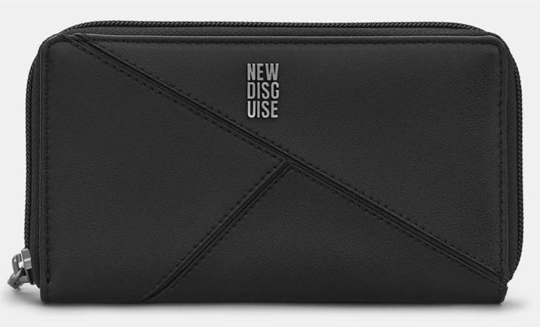 New Disguise Enigma Zip Round purse in black Y1258