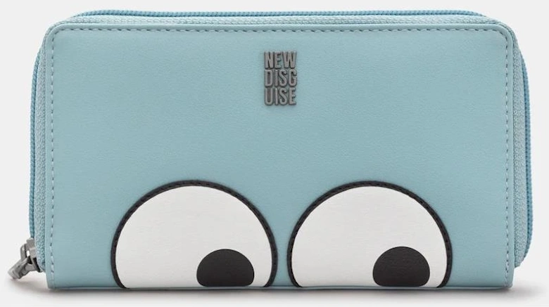 New Disguise Peekaboo Eyes Zip Round Purse in blue Y1258