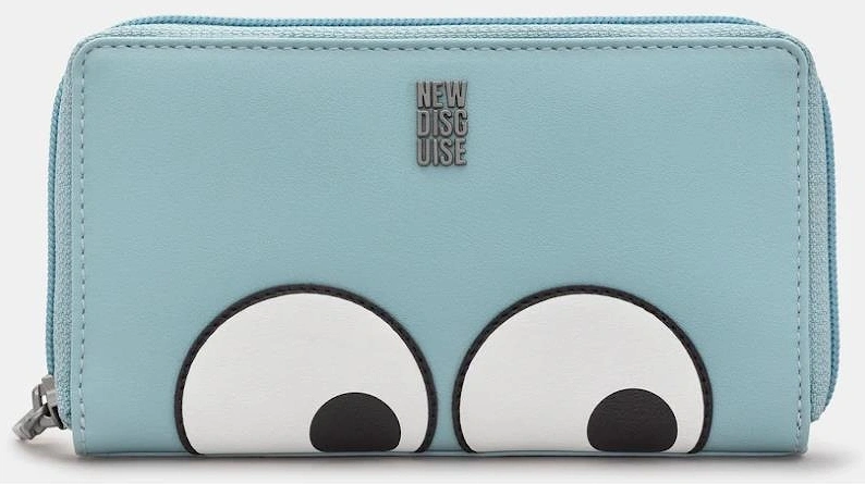 New Disguise Peekaboo Eyes Zip Round Purse in blue Y1258