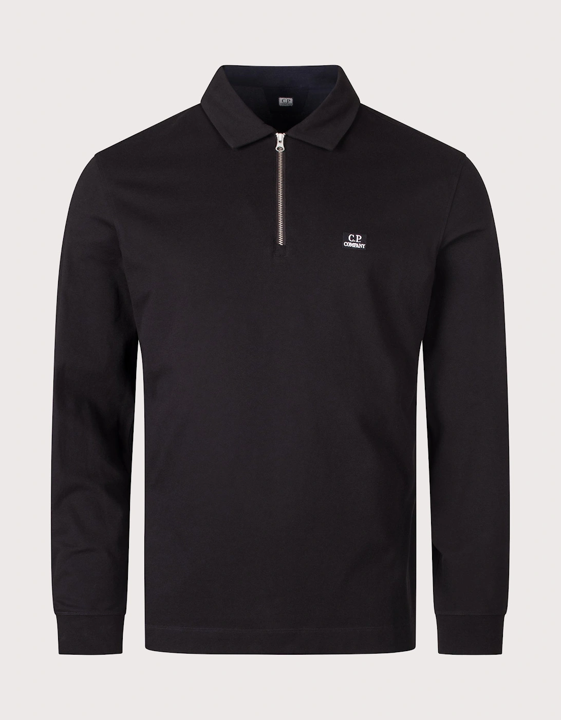 Long Sleeve Stretch Piquet Zip Polo Shirt