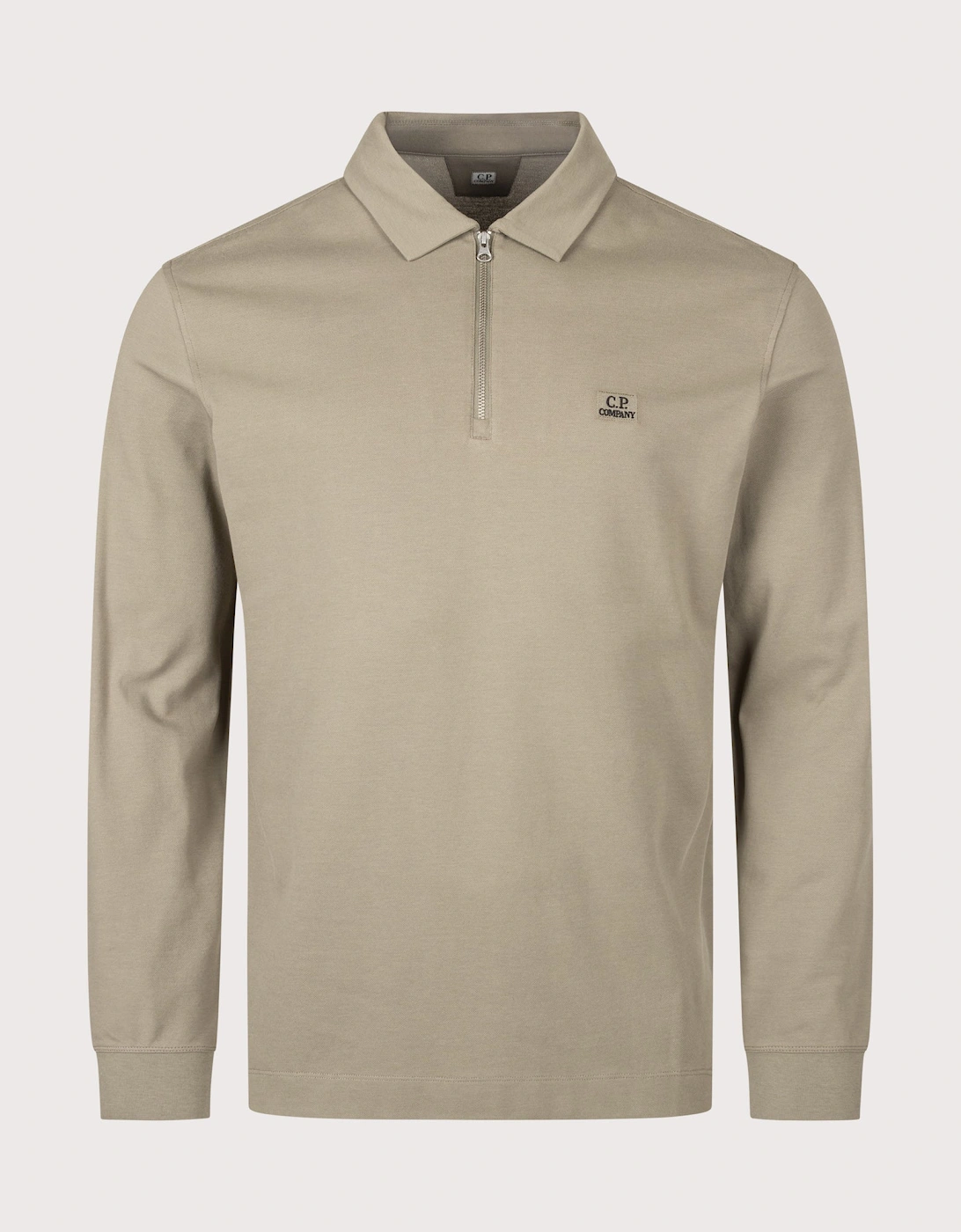 Long Sleeve Stretch Piquet Zip Polo Shirt