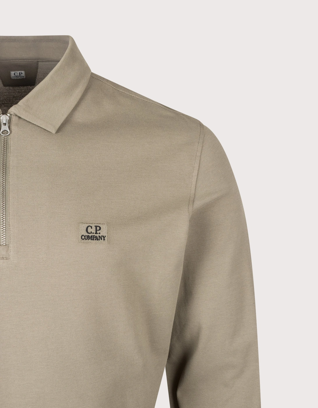 Long Sleeve Stretch Piquet Zip Polo Shirt