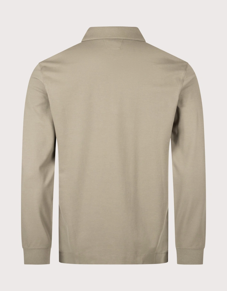 Long Sleeve Stretch Piquet Zip Polo Shirt