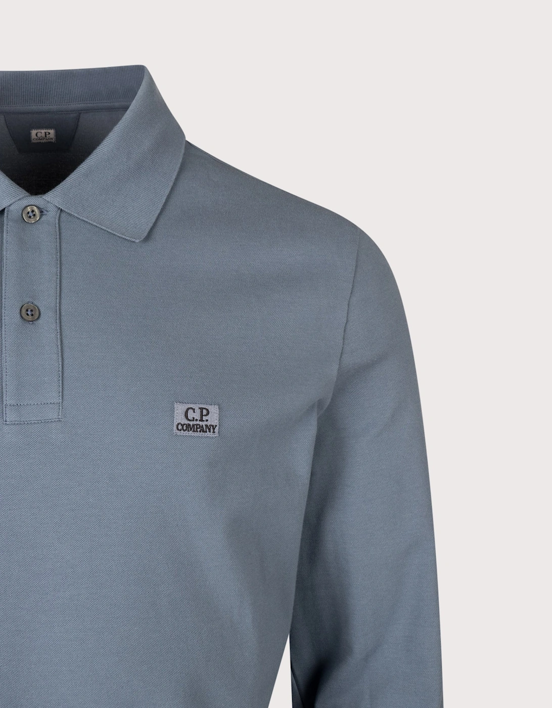 Long Sleeve Stretch Piquet Logo Polo Shirt