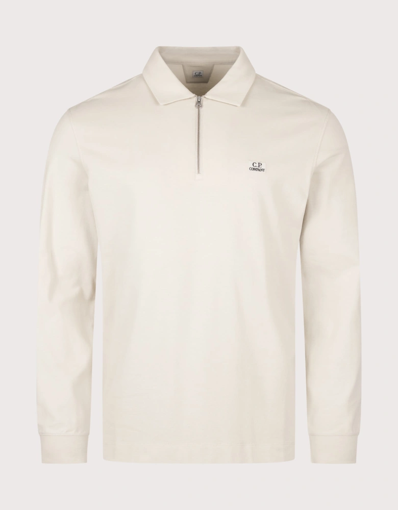 Long Sleeve Stretch Piquet Zip Polo Shirt