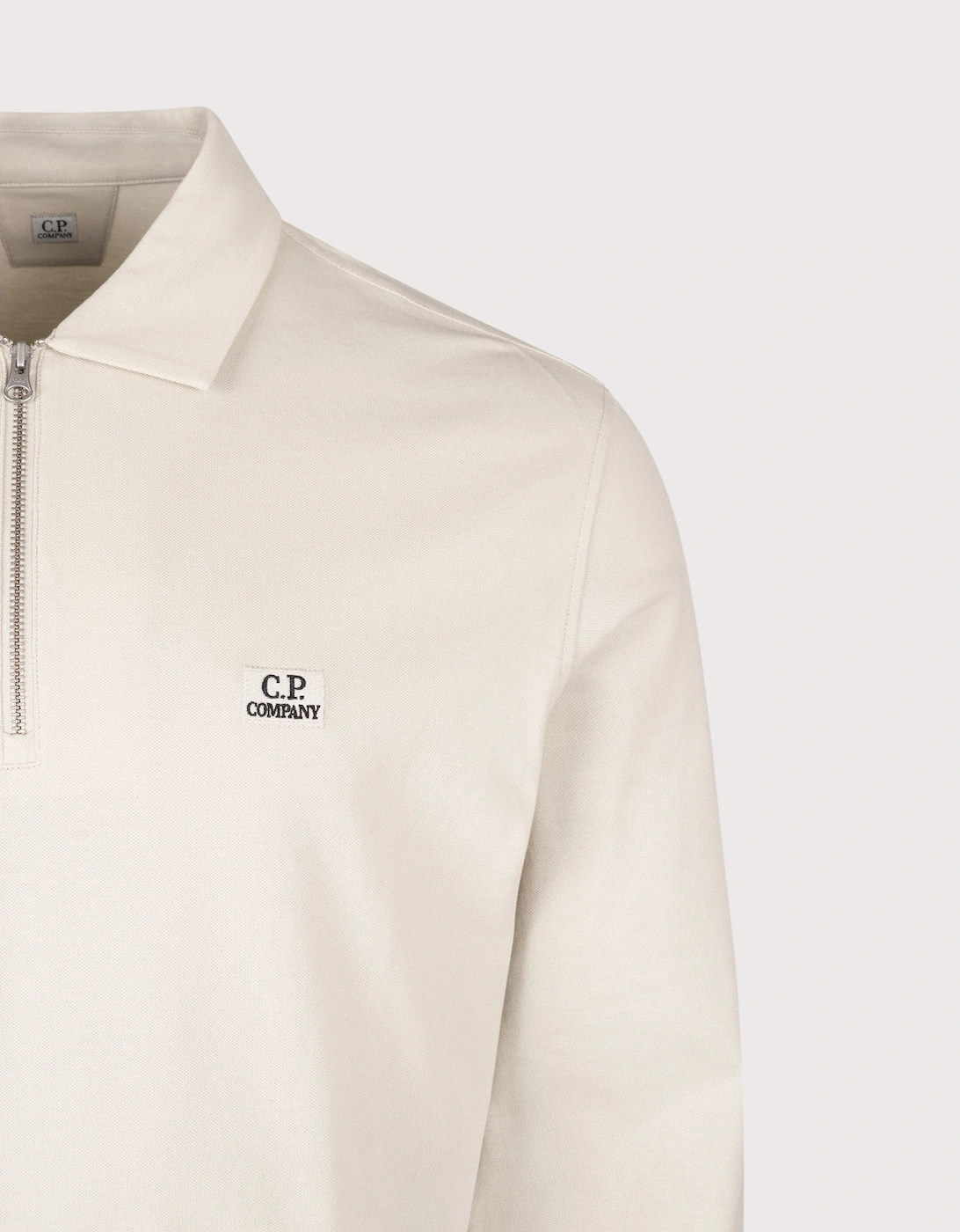 Long Sleeve Stretch Piquet Zip Polo Shirt