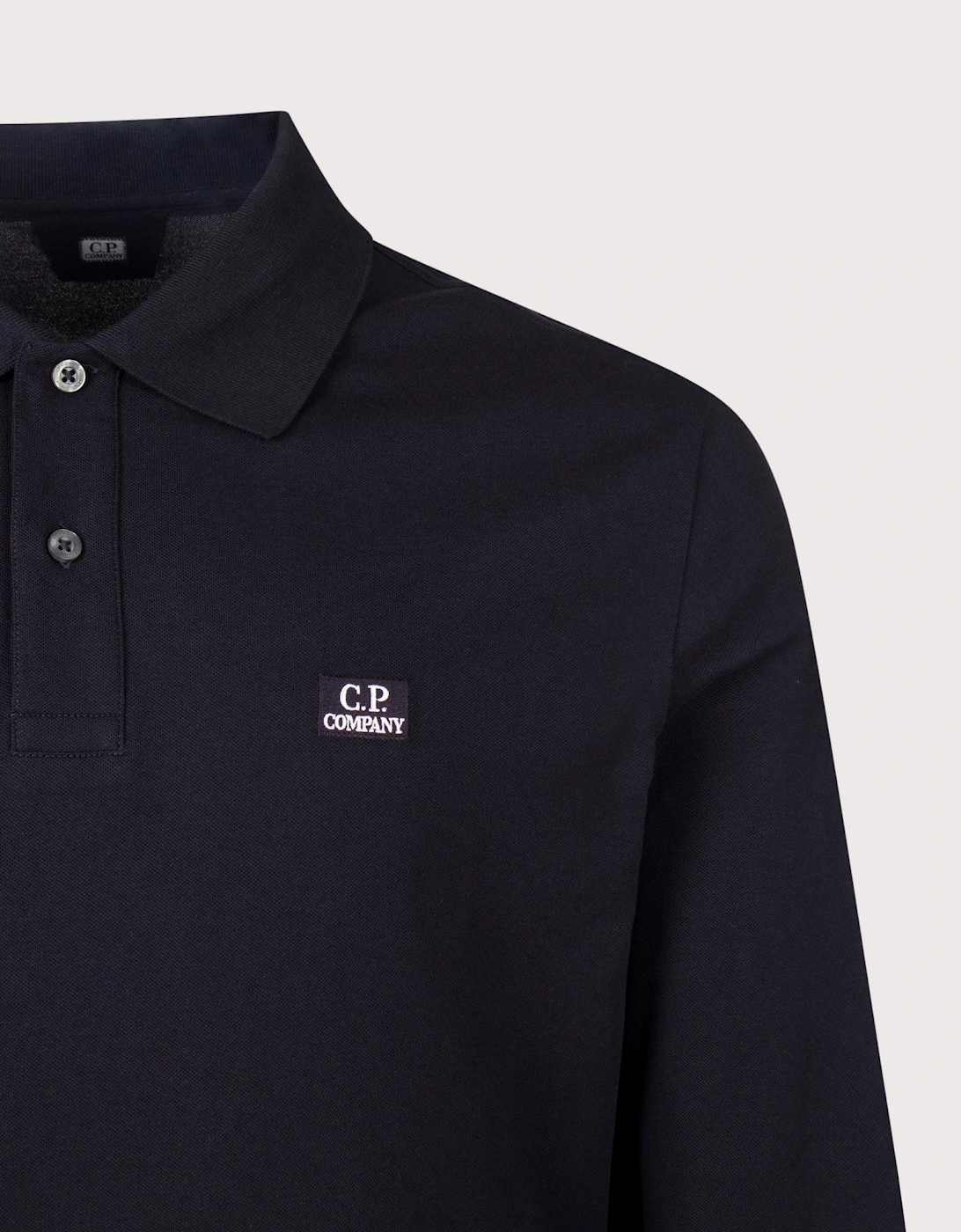 Long Sleeve Stretch Piquet Logo Polo Shirt