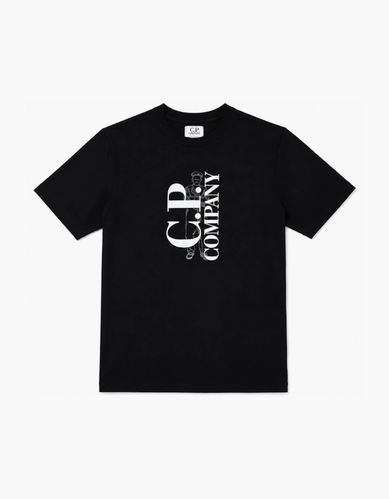 C.P. COMPANY LOGO TEE IN BLACK CMM00V