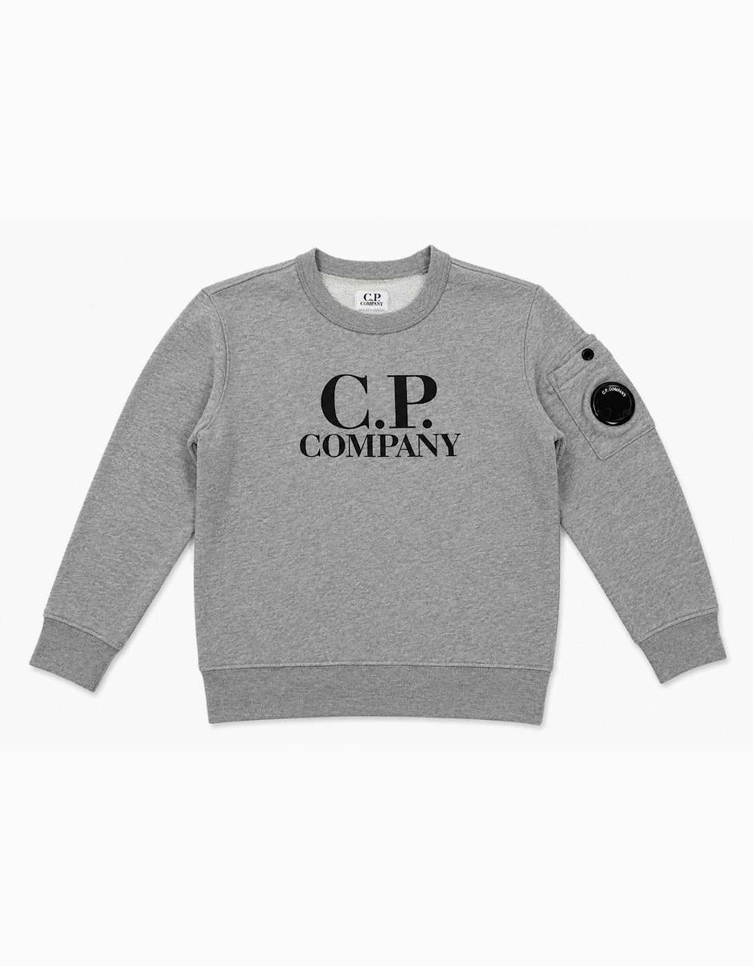 C.P. COMPANY LENS LOGO SWEATSHIRT IN MEDIUM GREY CNF019