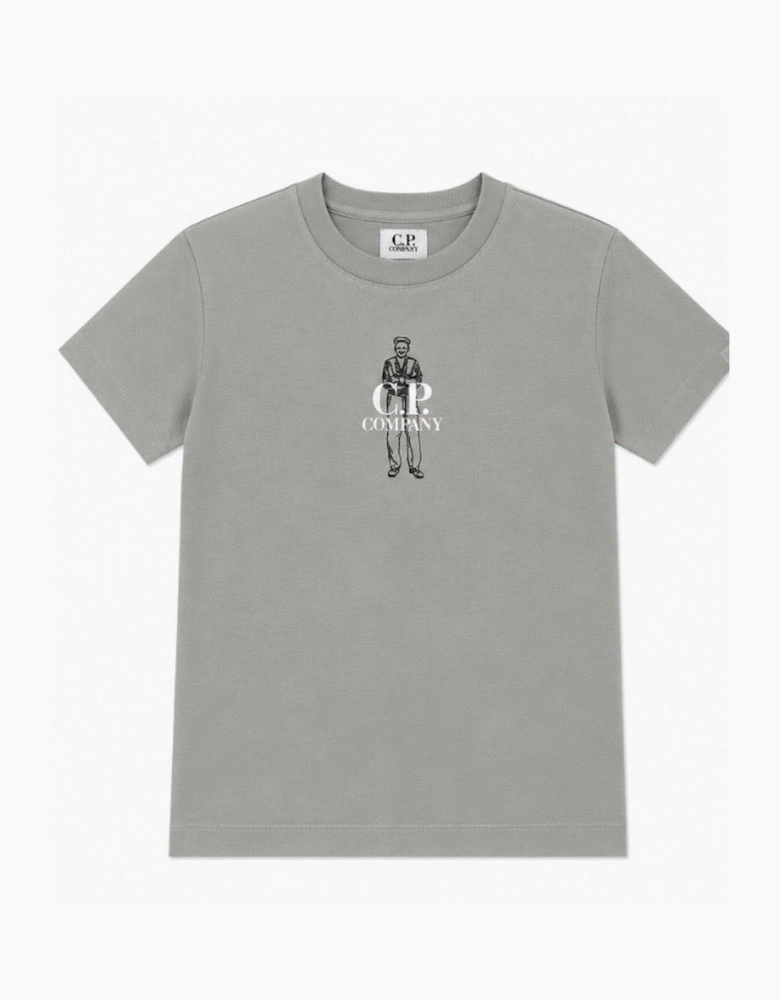 C.P. COMPANY GRAPHIC TEE IN FLINT GREY CQM00Q
