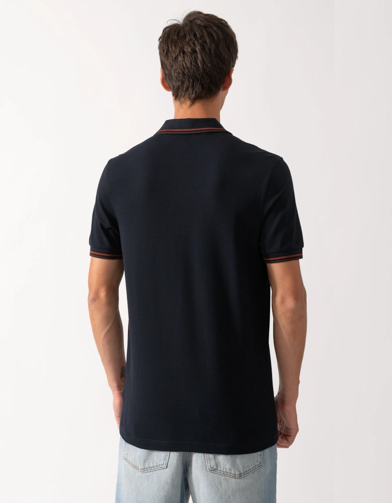 Fred Perry Mens Twin Tipped Signature Polo Shirt - Navy/Burgundy/Rich brown 75C