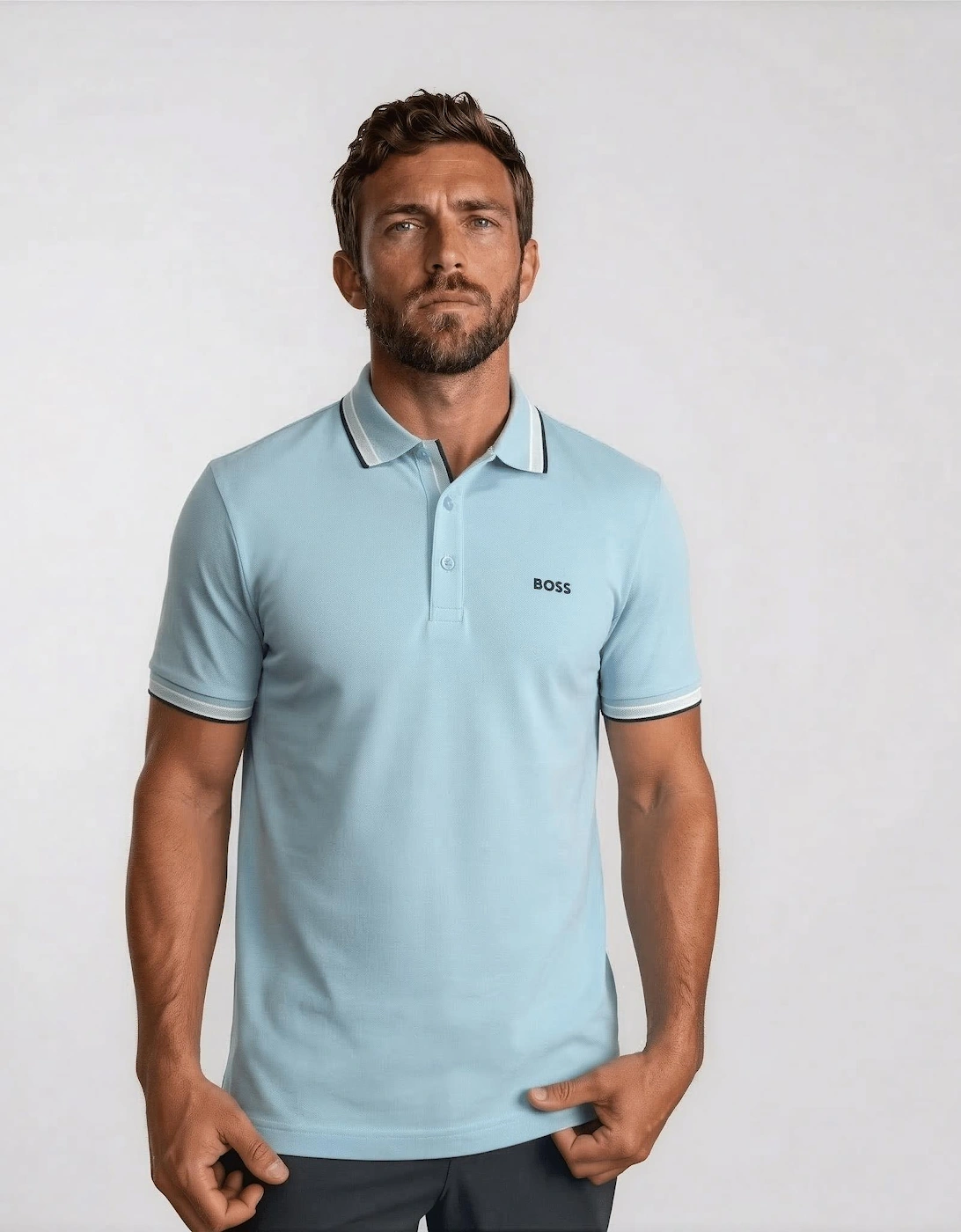 Boss Paddy Polo Shirt in Pastel Blue