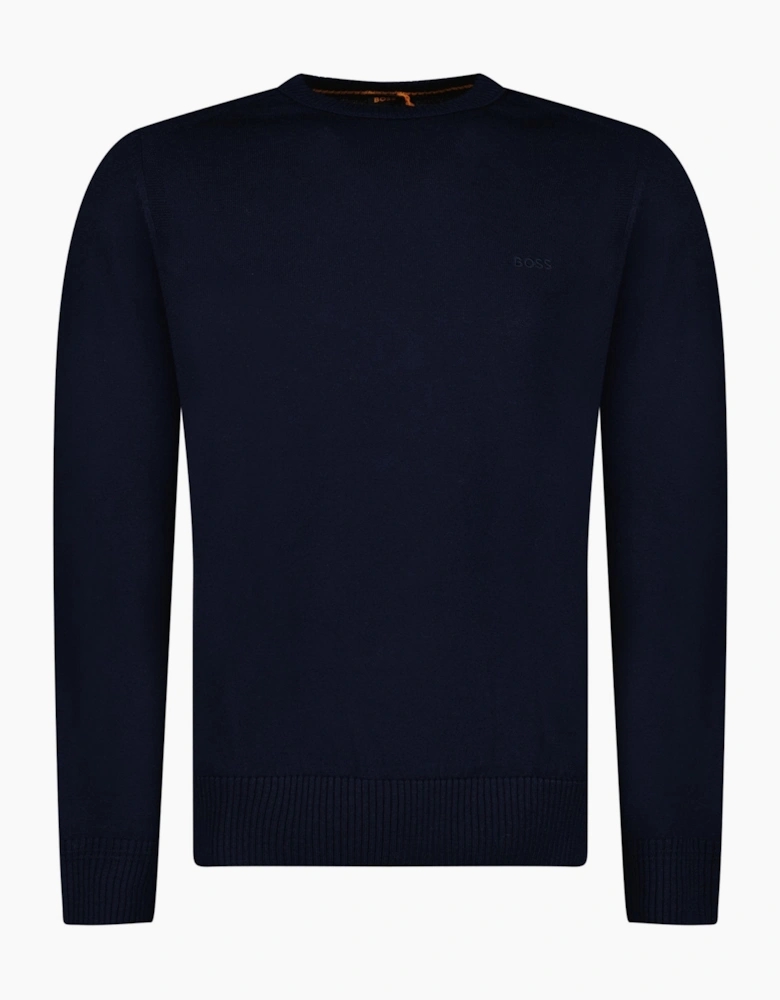 Boss Avac Crew Neck Knit Jumper in Navy