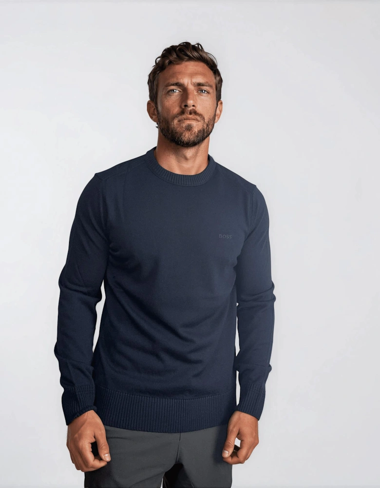 Boss Avac Crew Neck Knit Jumper in Navy