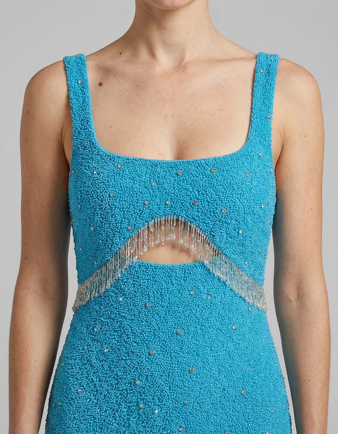 Posy Sea Blue Beaded Mini Dress
