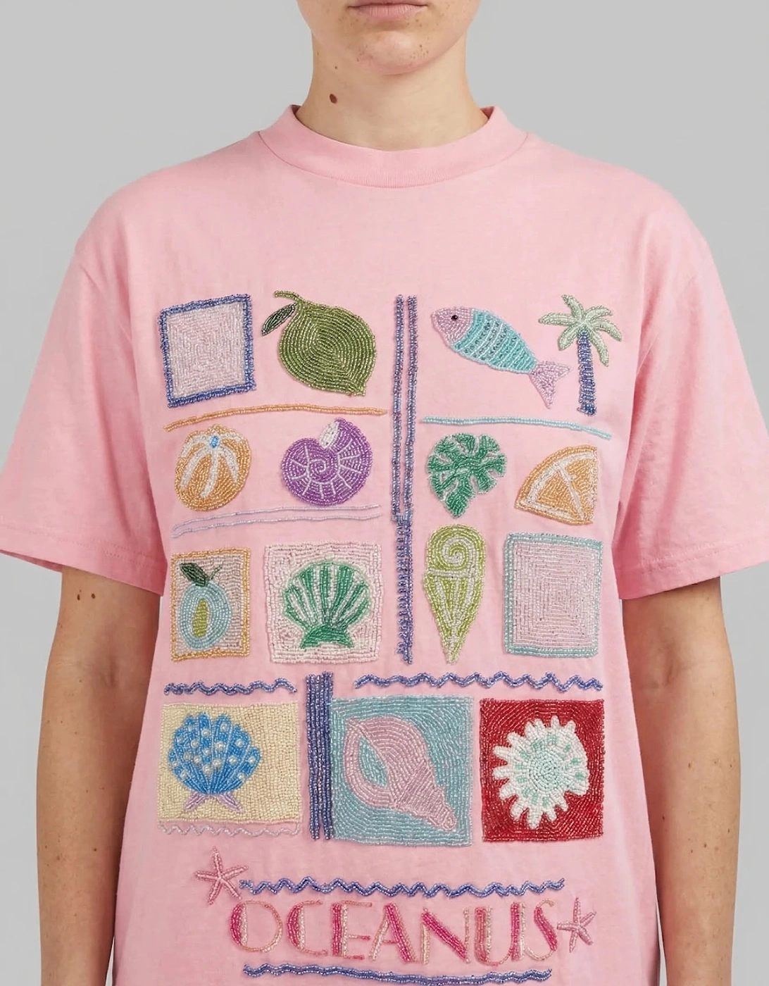 Plage Pink Tee Beaded Tshirt