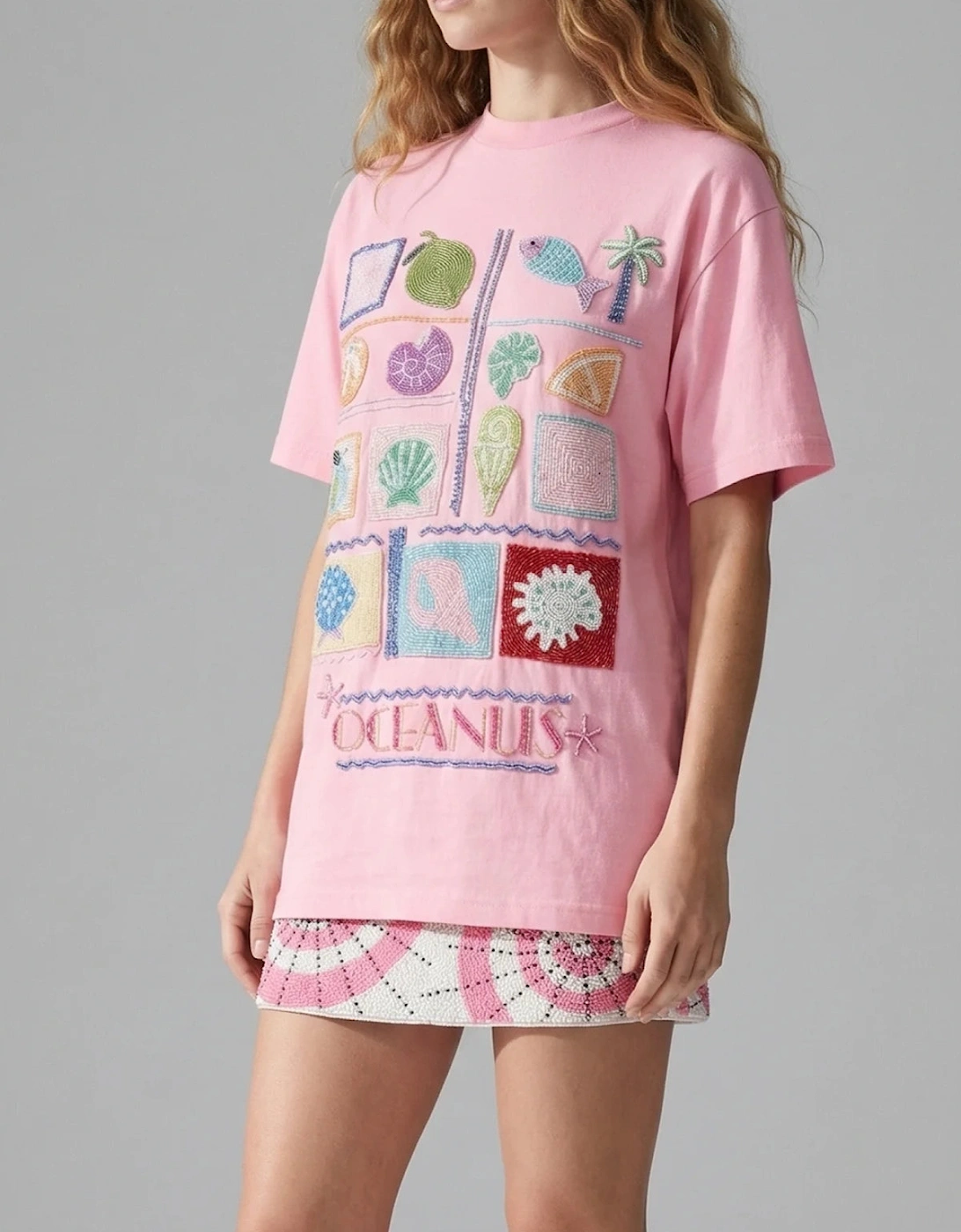 Plage Pink Tee Beaded Tshirt