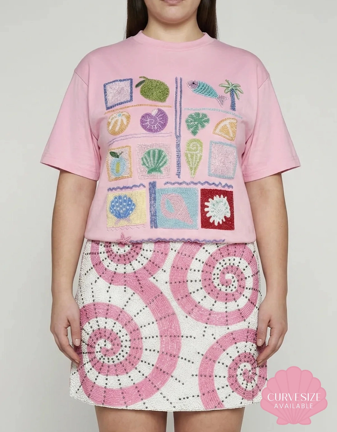 Plage Pink Tee Beaded Tshirt