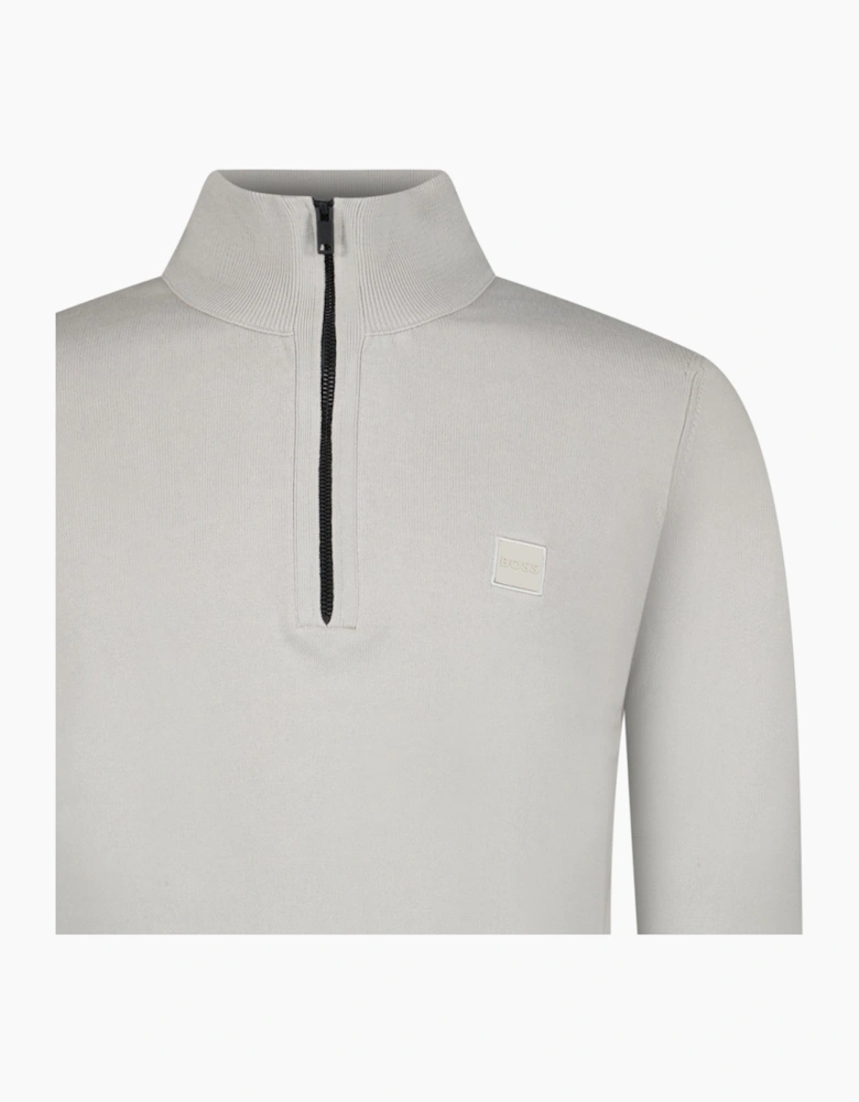 Boss Kanobix Cotton/Cashmere Half Zip Jumper Grey