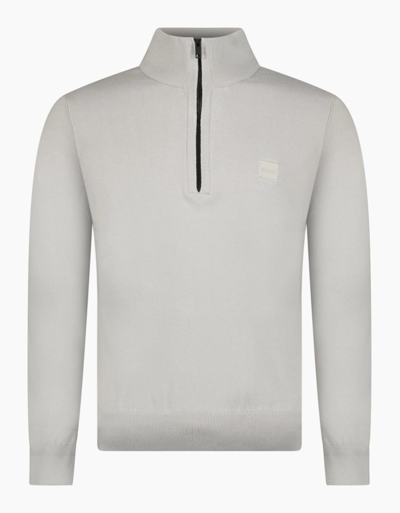 Boss Kanobix Cotton/Cashmere Half Zip Jumper Grey