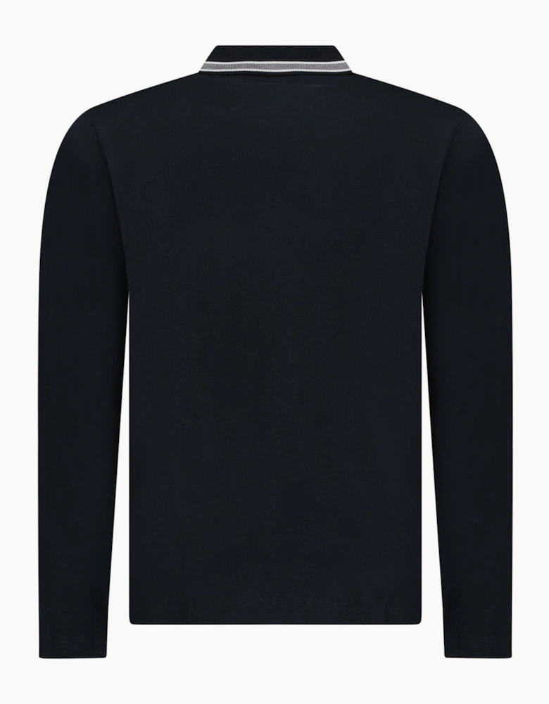 Boss Plisy Long Sleeve Polo Shirt in Dark Blue