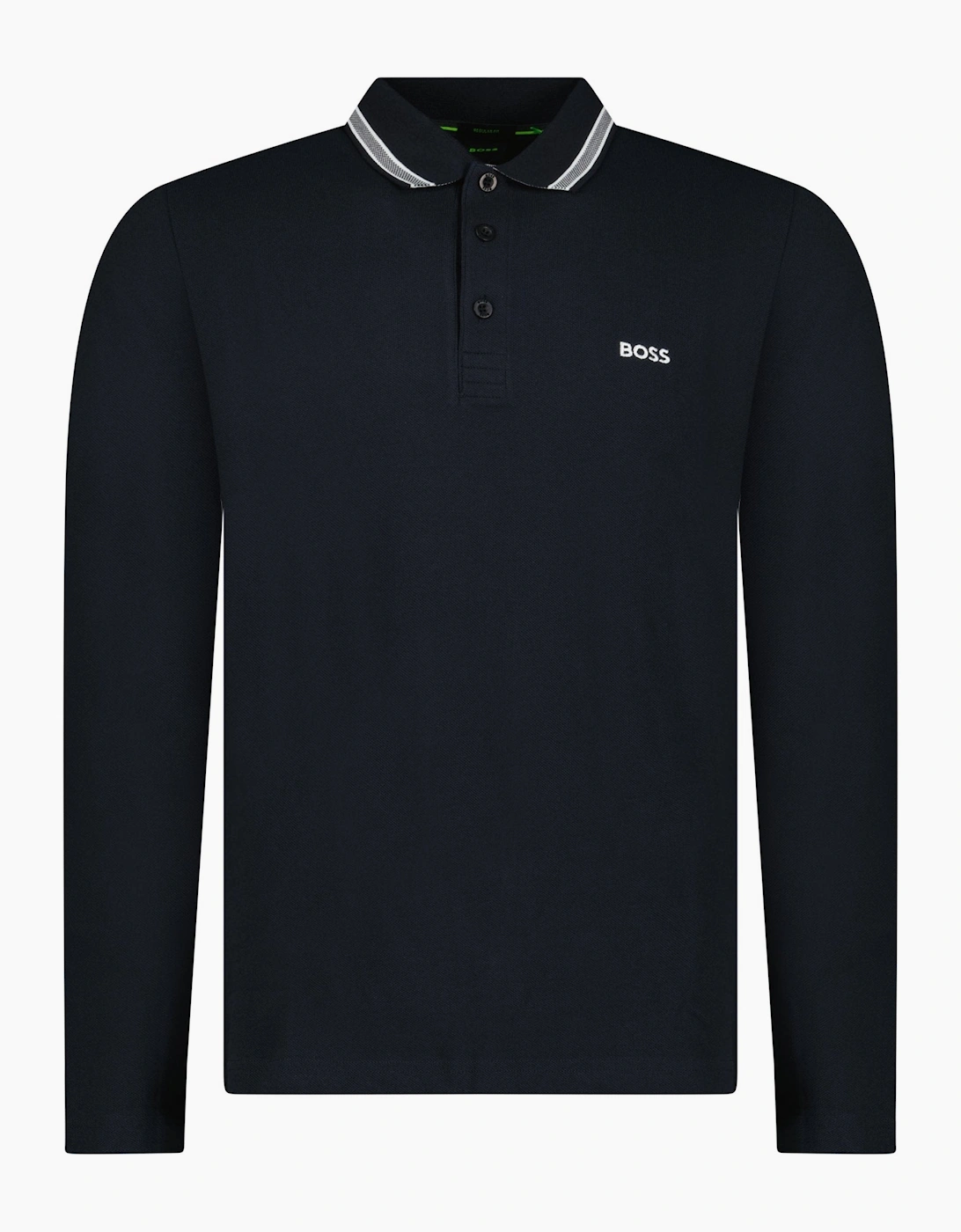 Boss Plisy Long Sleeve Polo Shirt in Dark Blue
