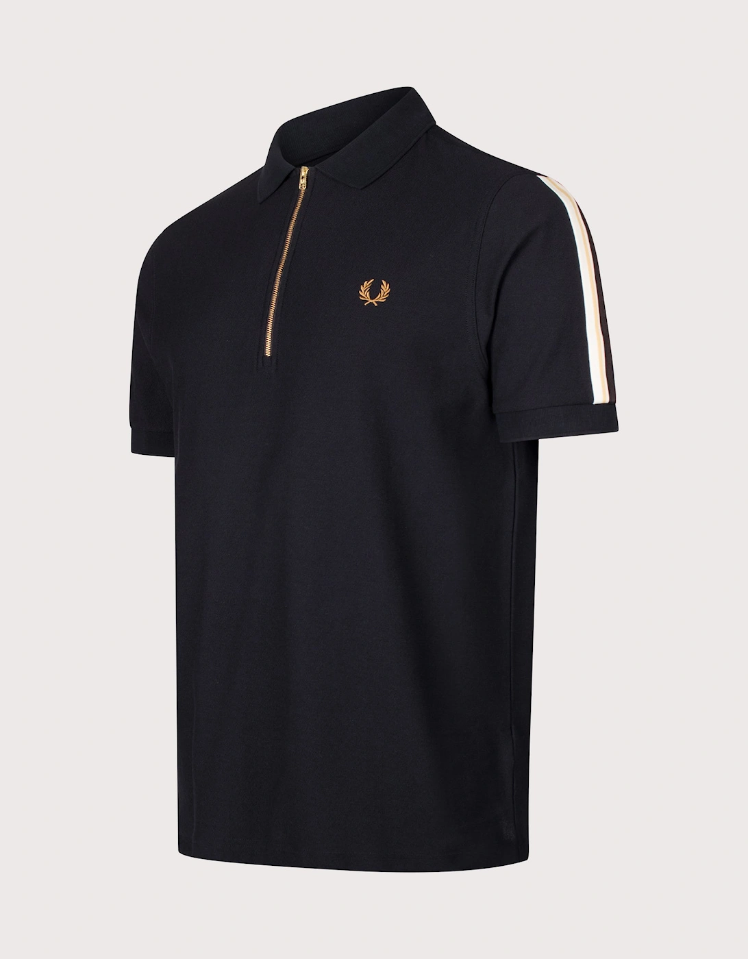 Regular Fit Zip Neck Tipped Tape Polo Shirt
