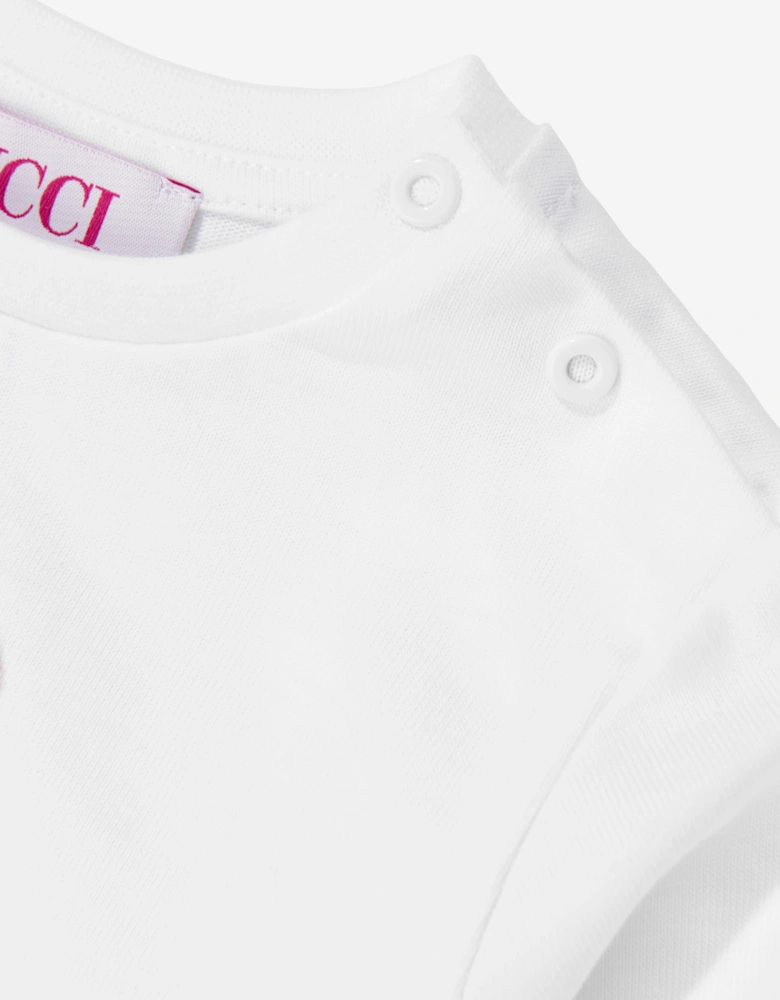 PUCCI Baby Girls Long Sleeve Logo T-Shirt in White