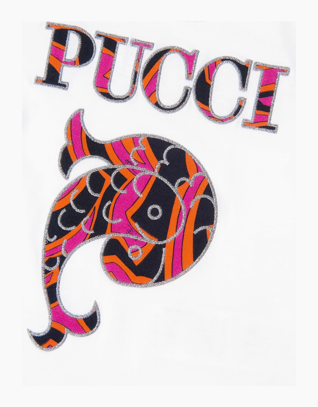 PUCCI Girls Fish Logo T-ShIrt in White