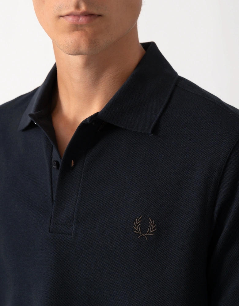 Fred Perry Mens Plain Signature Polo Shirt - Navy/Rich Brown 91C