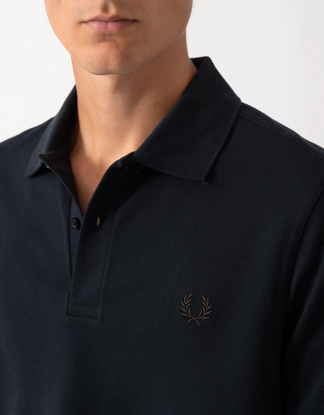 Fred Perry Mens Plain Signature Polo Shirt - Navy/Rich Brown 91C
