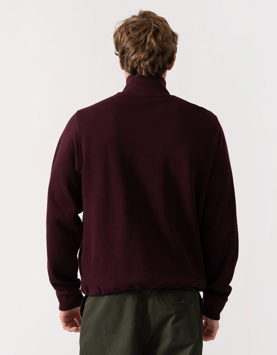 Lacoste Mens Zippered Stand-Up Collar Cotton Sweatshirt - Chestnut Brown 3KE