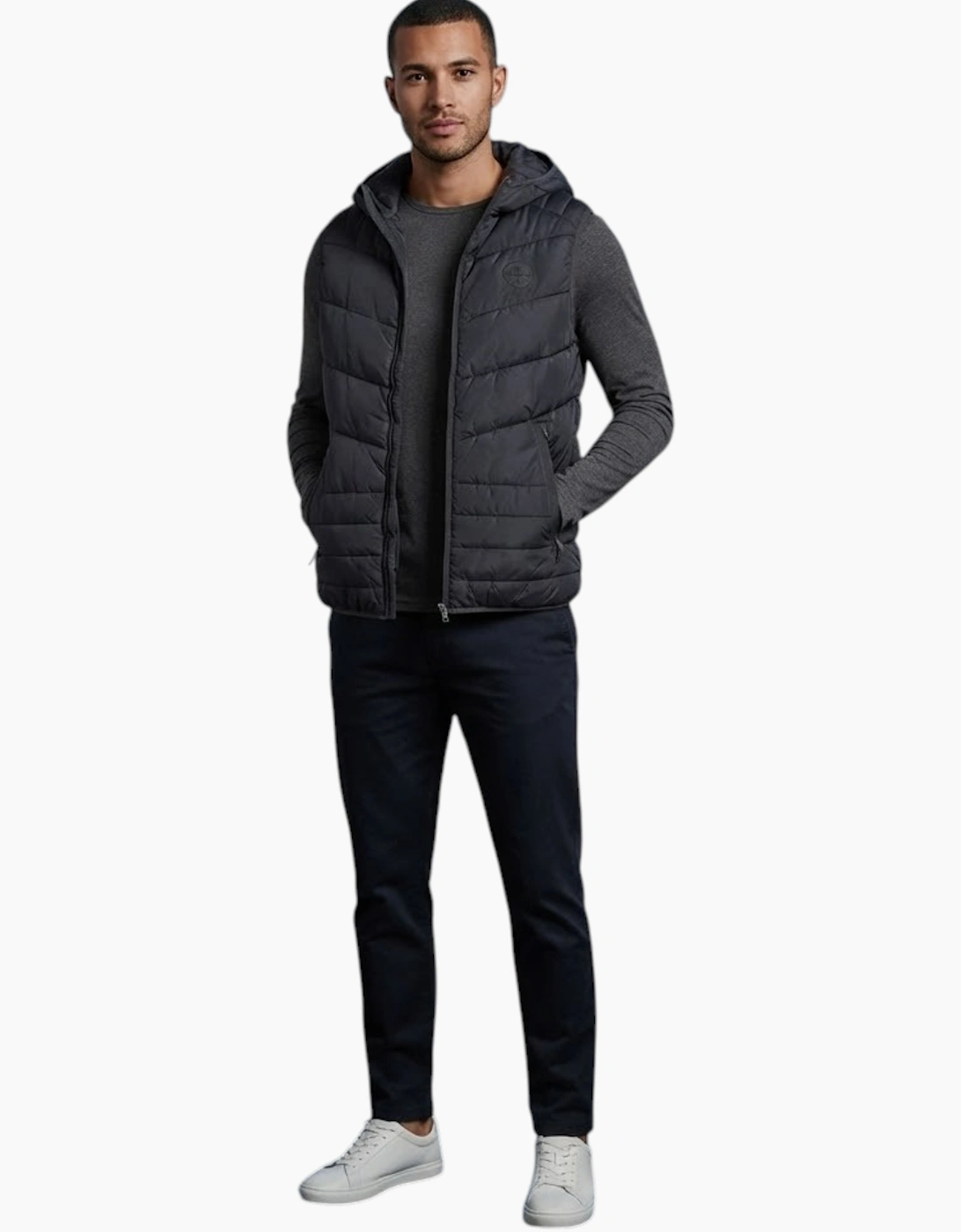Jack and Jones Puffer Jacket Mens Summer Sleeveless Body Warmer Padded Hoodie