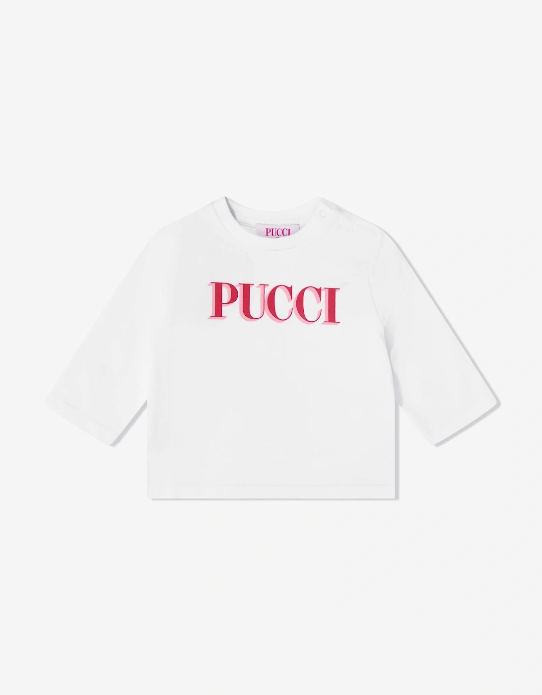 PUCCI Baby Girls Long Sleeve Logo T-Shirt in White