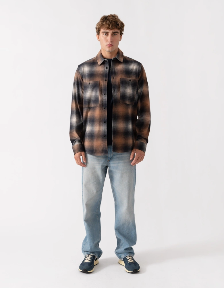 Belstaff Mens Outpost Shirt Brushed Cotton Flannel - Maple Brown