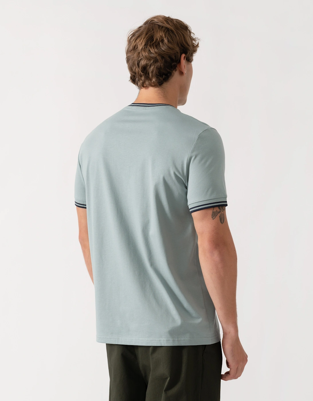 Fred Perry Mens Twin Tipped T-Shirt - Silver Blue/Dark Airforce 71C