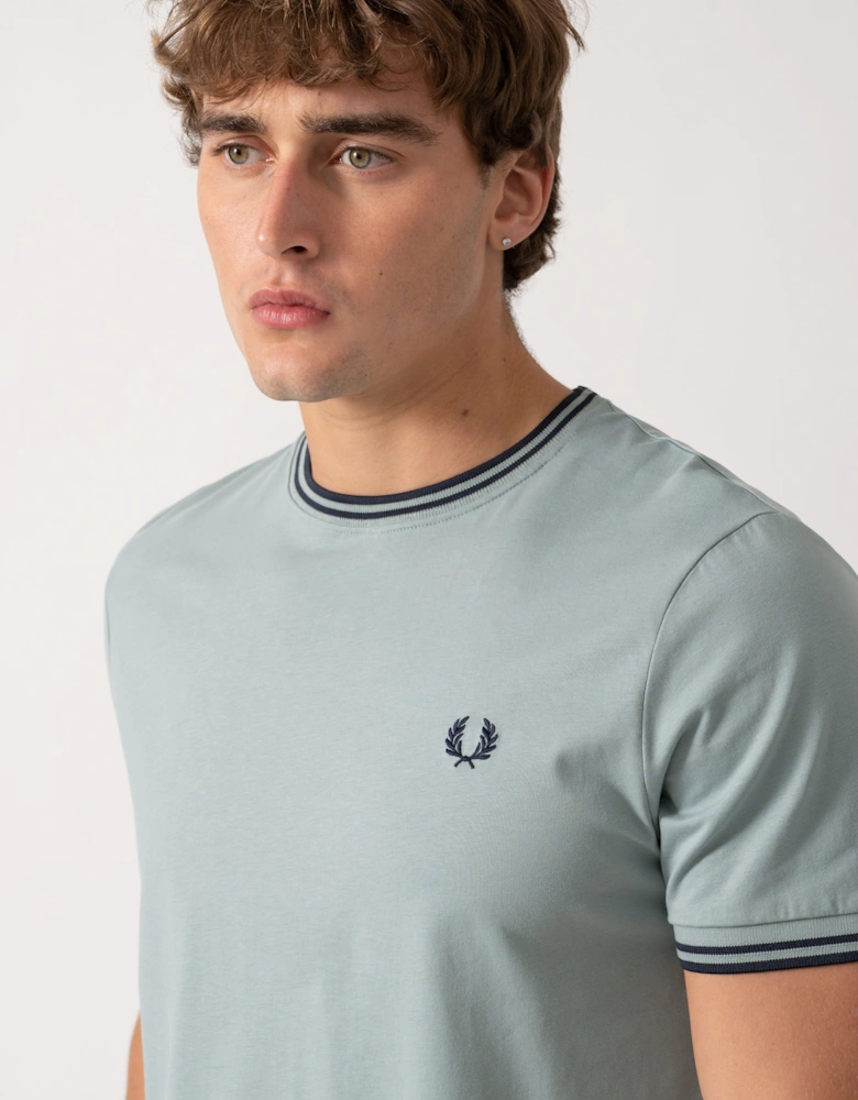 Fred Perry Mens Twin Tipped T-Shirt - Silver Blue/Dark Airforce 71C