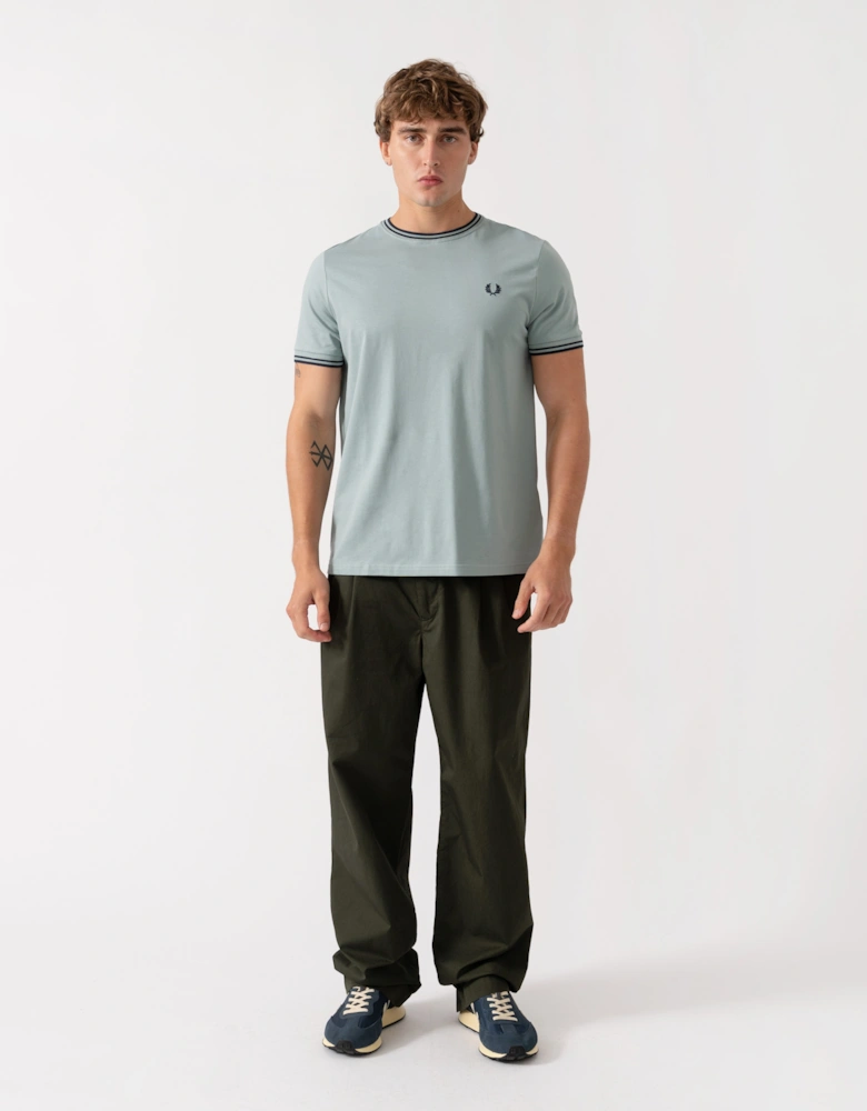 Fred Perry Mens Twin Tipped T-Shirt - Silver Blue/Dark Airforce 71C