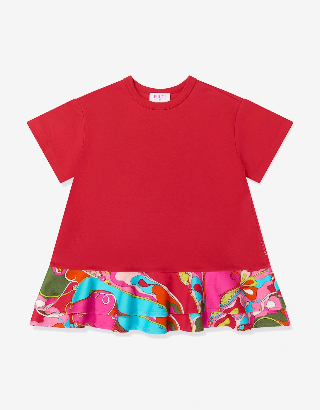 PUCCI Girls Orchidee T-Shirt Dress in Red