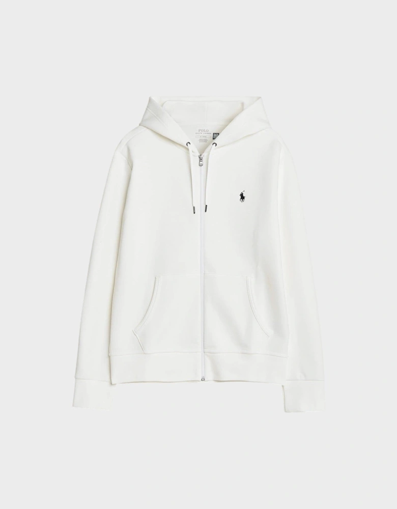 Double Knitted Full-Zip Hoodie White