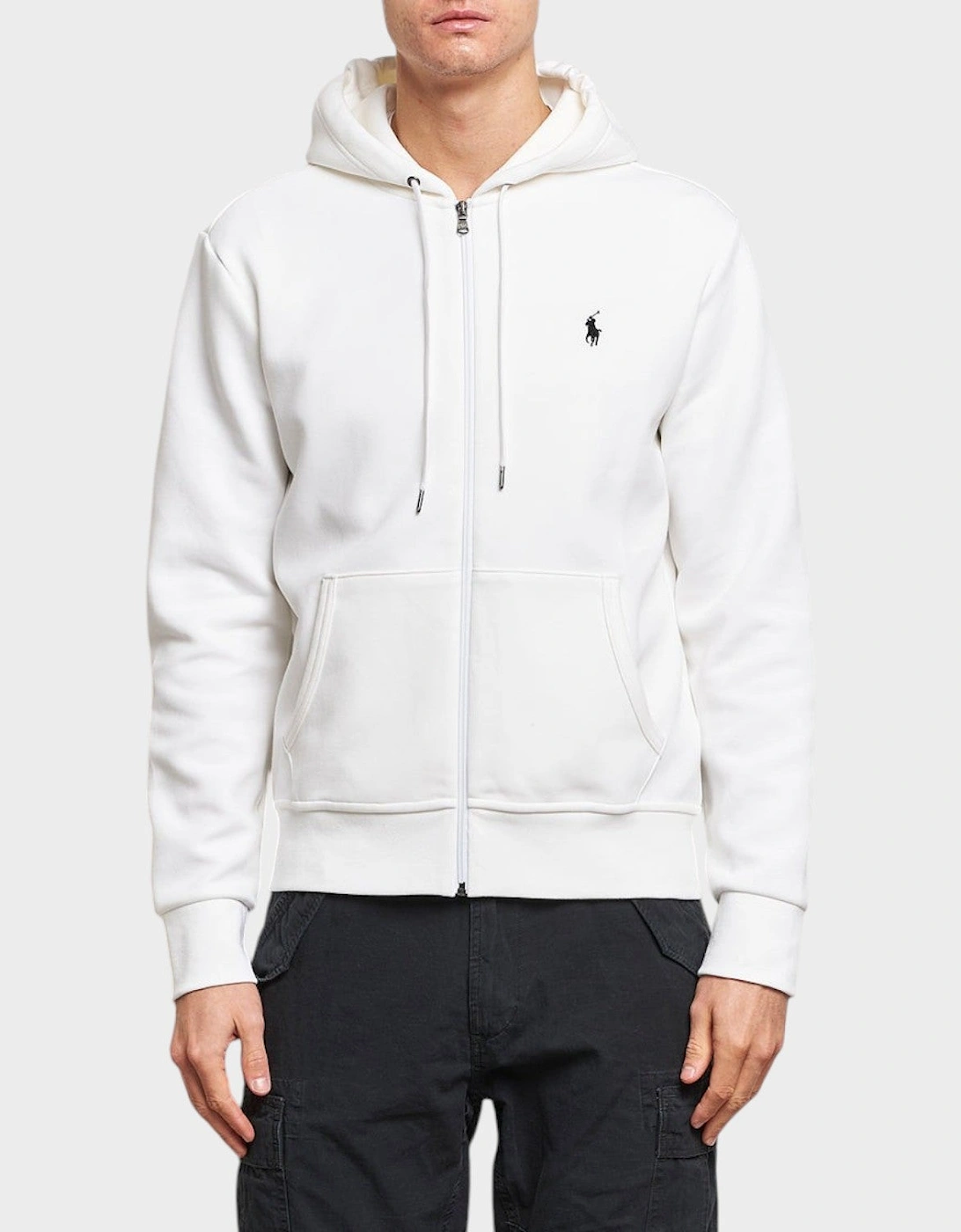 Double Knitted Full-Zip Hoodie White