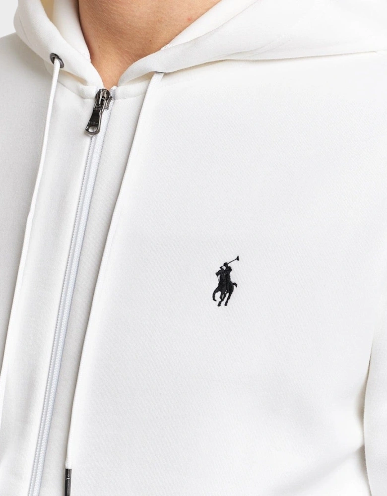 Double Knitted Full-Zip Hoodie White