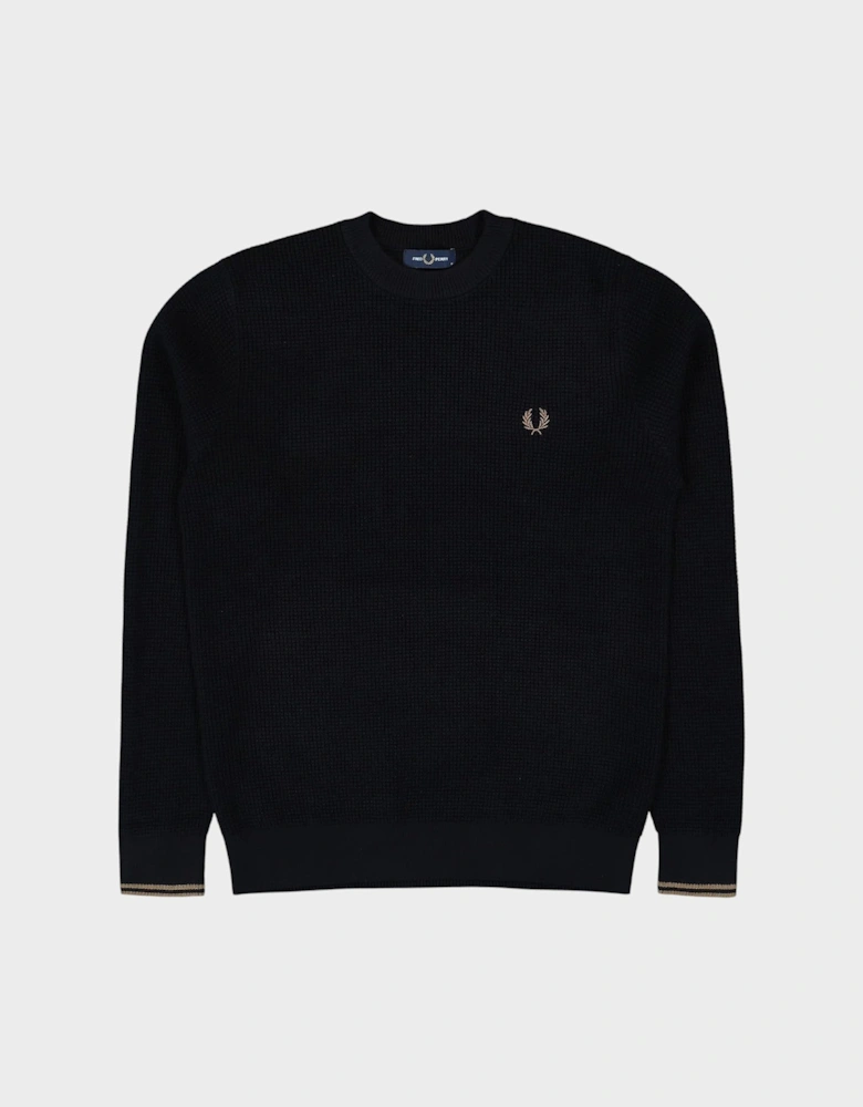 Waffle Stitch Sweater Black