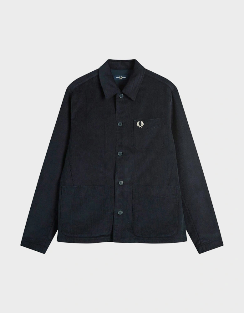 Corduroy Pocket Detail Overshirt in Navy