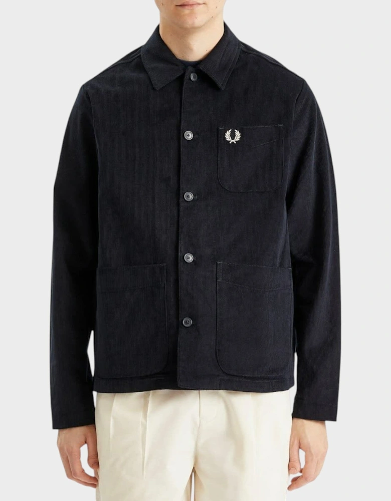 Corduroy Pocket Detail Overshirt in Navy