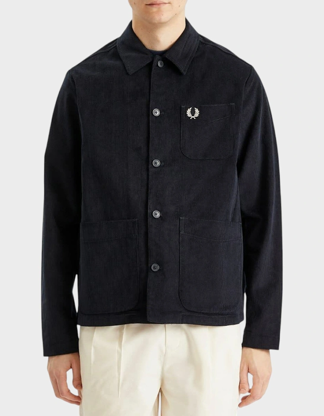 Corduroy Pocket Detail Overshirt in Navy