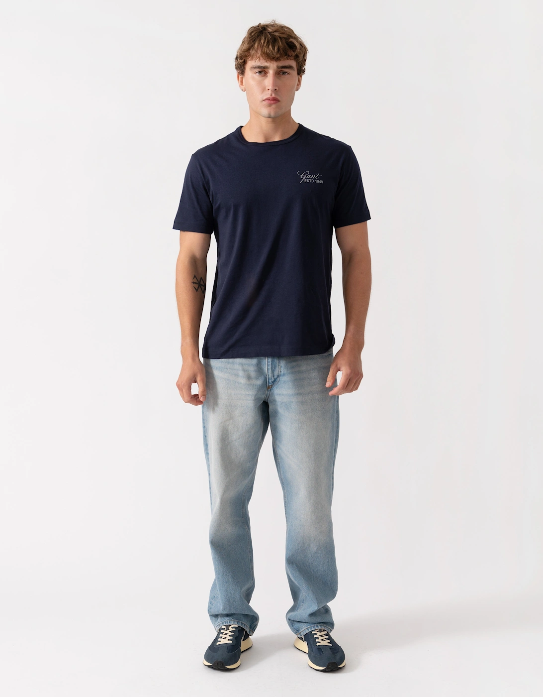 GANT Mens Short Sleeve Small Graphic Logo T-Shirt - 433 Evening Blue