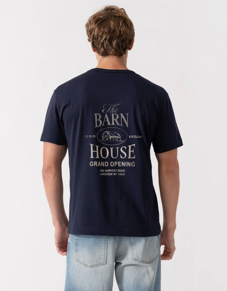 GANT Mens Short Sleeve Small Graphic Logo T-Shirt - 433 Evening Blue